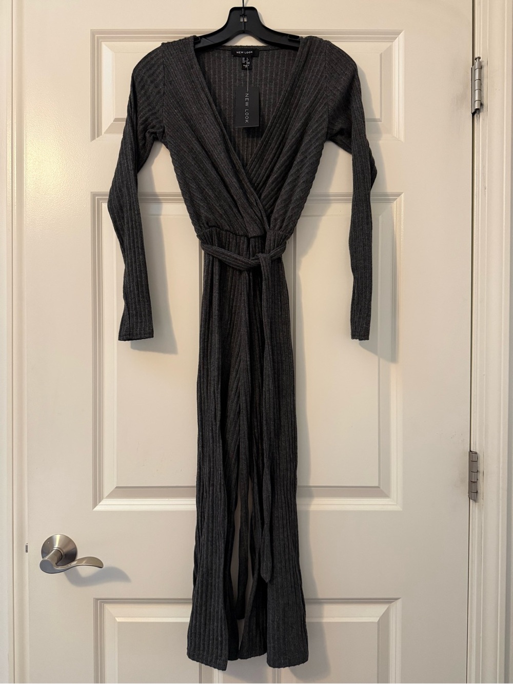 New Look Charcoal Ribbed Wrap Romper